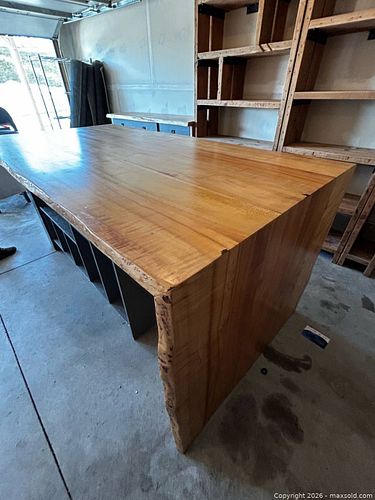 Timeless Materials Waterloo, Custom designed +  made Wood Bar Height Desk with Integrated Shelving (1 of 8)