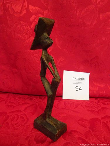 Delicate Carved Wooden Figurine of Man Playing Drum - 7" (1 of 6)