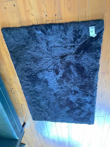 Black Polyester Shag Area Rug, Approx. 42 x 71 in (1 of 5)