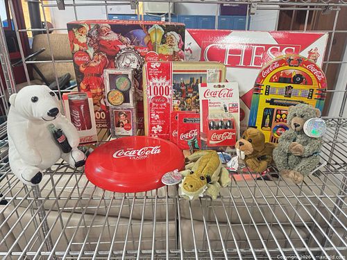 Coca-Cola Collectible Lot: Plush, Puzzle, Chess Set, Tins (1 of 5)