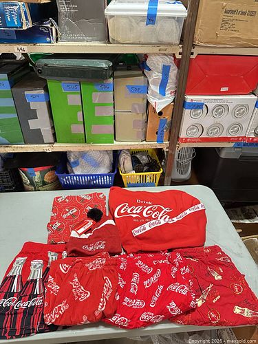 Coca-Cola Red Clothing Lot — Sweatshirt, Beanie, Pants, Underwear (1 of 14)
