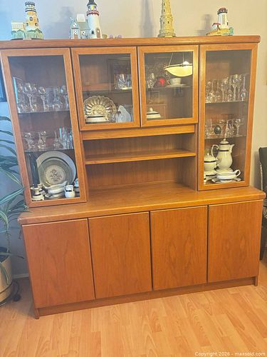 Teak china cabinet and hutch  (1 of 5)