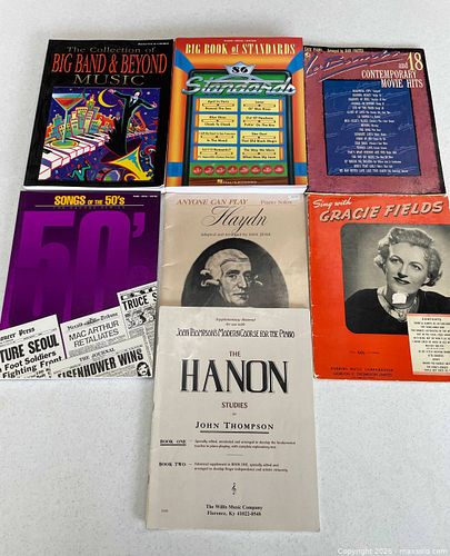7 piano books: Big Band, Standards, Movie hits. Plus Hanon and Haydn (1 of 3)