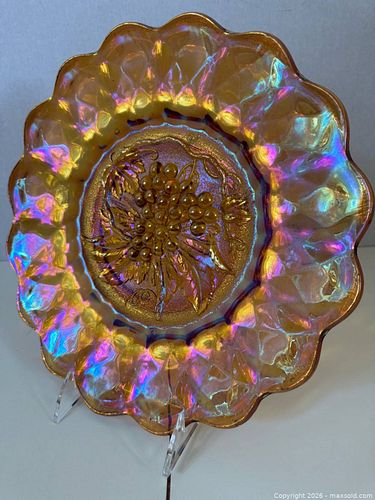 Imperial Carnival Glass Marigold/Amber Chop Plate (1 of 7)