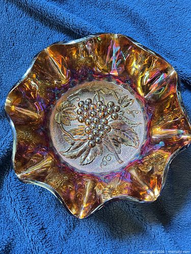 Imperial Heavy Grape Marigold/Amber Carnival Glass Master Berry Bowl #2 (1 of 7)