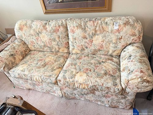 3-Seater Floral Traditional Fabric Sofa — Multicolor Pastel D (1 of 10)
