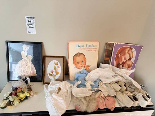 Mixed Wedding & Baby Memorabilia Assortment with Framed  Paper Doll Art A (1 of 13)