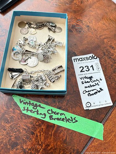 Vintage Sterling and Metal  Charm Bracelet Lot with Enamel & Figural Charms A (1 of 17)