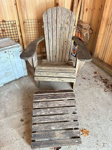 Wood Adirondack Chair with Matching Footrest, Weathered Gray D (1 of 9)