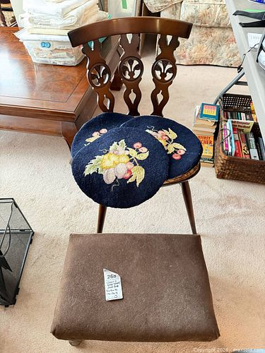 Wooden Side Chair with Footstool and 3 Round Cushions C (1 of 16)