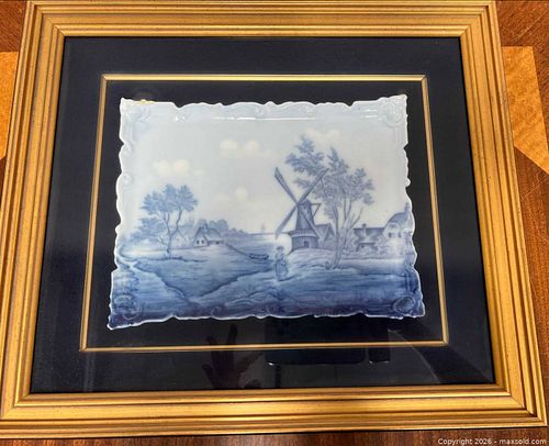 Beautifully Framed Delft Plate circa 1893 (1 of 12)