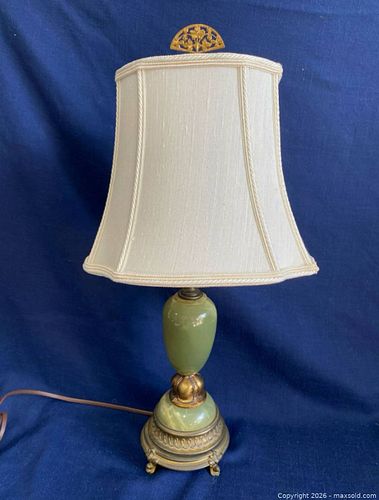 Vintage Green Onyx or Marble Table Lamp – Works!  (1 of 19)
