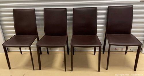 Set of 4 Brown Faux Leather Dining Chairs (1 of 8)
