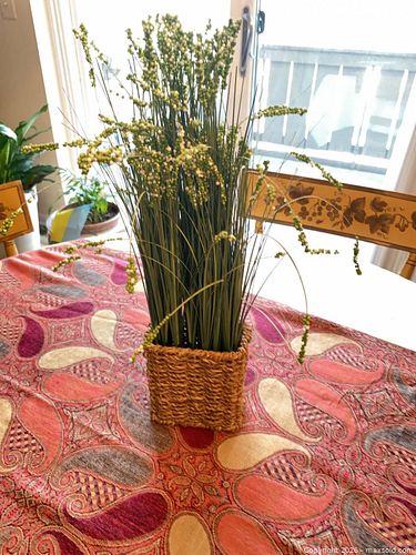 Medium Artificial Plant in Woven Basket, Green & Natural (1 of 3)