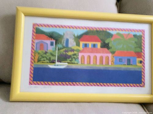 Signed Framed Tropical/Caribbean Coastal Print, 1994 (1 of 7)