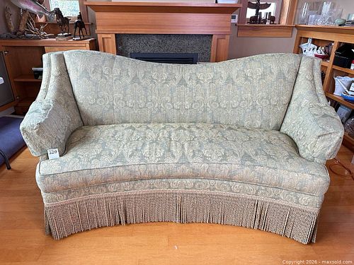 Traditional Vintage 3-Seater Floral Jacquard Sofa, Light Green (1 of 10)