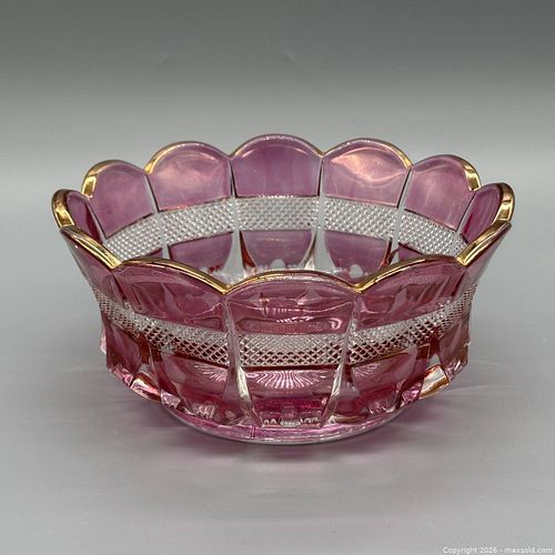 Maiden's Blush Banded Portland/Virginia Glass Candy Dish (1 of 6)