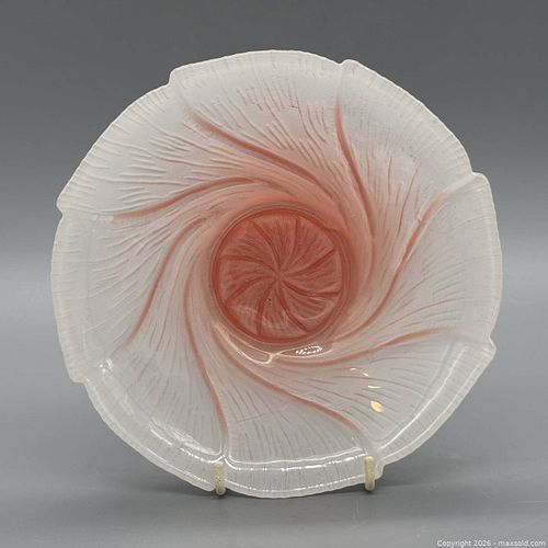 Mikasa Pink and White Swirled Textured Art Glass Decorative Bowl (1 of 4)