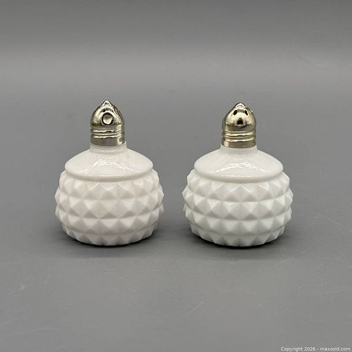Milk Glass Hobnail Salt & Pepper Shakers — Made in Japan (1 of 4)