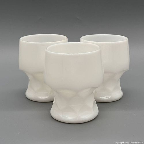 Set of 3 White Milk Glass Goblets (1 of 6)