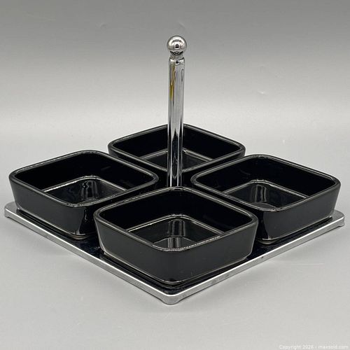 Set of 4 Ceramic and Chrome Condiment Servers (1 of 5)