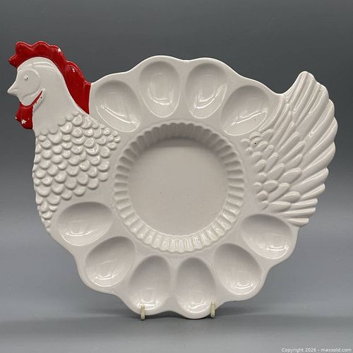 Teleflora Ceramic Egg Platter, White with Red Accent (1 of 5)
