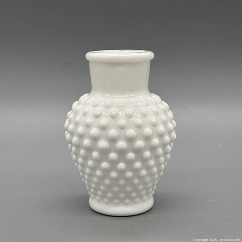 White Milk Glass Hobnail Textured Vase (1 of 4)