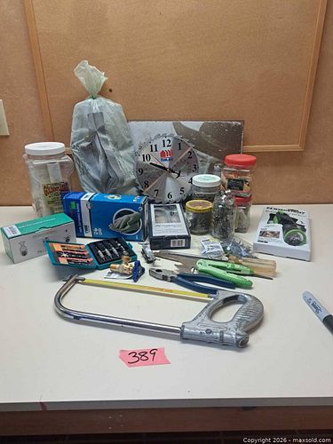 Assorted Hand Tools, Hardware, Clock & Portable LED Light (Lot) (1 of 10)