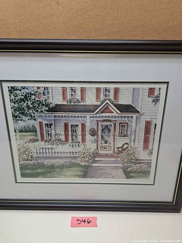 Framed Landscape Print — House/Front Porch, Dark Brown Frame (1 of 7)