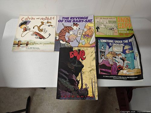 Lot of 5 Paperback Comics/Graphic Novels: Calvin & Hobbes, Bone, Andy Capp (1 of 6)