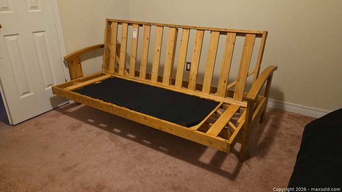 Solid Wood Twin Futon / Sofa Bed Frame, Natural Finish C (1 of 14)