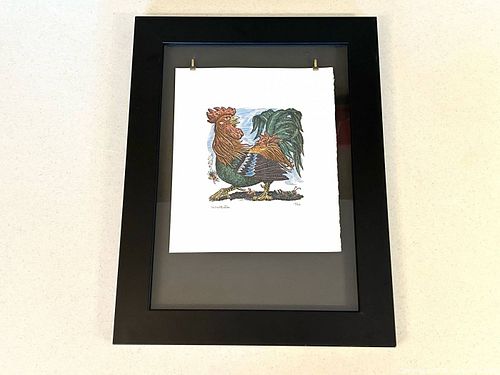 Original Wesley W. Bates Woodblock Print “Cockerel” – Signed 10/45  (1 of 15)