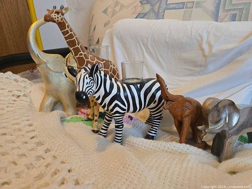 Assorted Animal Figurine Set with Glass Votives, 5 Pc (1 of 6)