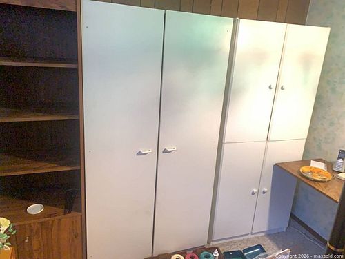 Pair of White Tall Storage Cabinets (Laminate/MDF/Particleboard) (1 of 2)
