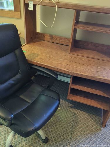 Wood Veneer Desk with Hutch & Executive Office Chair (1 of 14)
