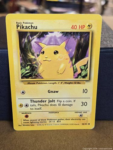 Pokemon Base Set Pikachu Played 58/102 (1 of 3)