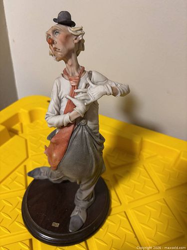 Hand-Painted Resin Clown Figurine on Wood Base (1 of 6)