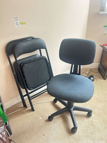 Upholstered Rolling Office Chair + 2 Folding Chairs C (1 of 10)