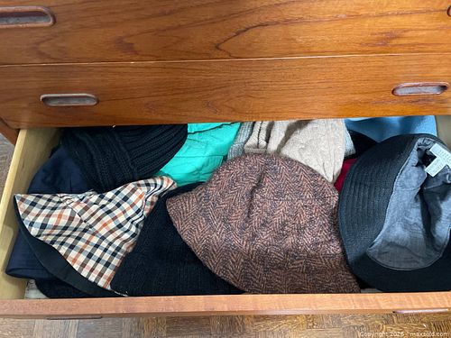 Drawer with Assorted Cloth Hats.  (1 of 2)