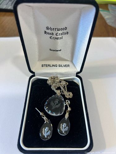 (Sterling & Crystal) Sherwood Scottish Thistle Jewelry Set  (1 of 16)