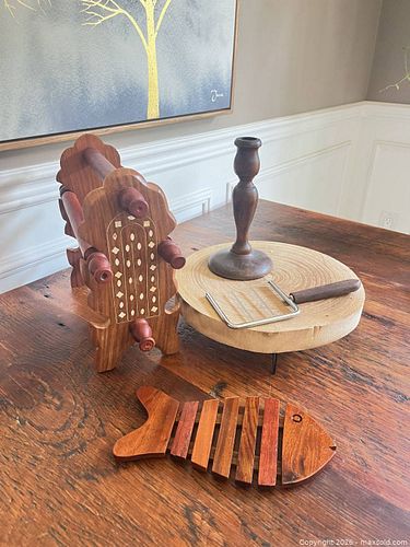 Small Lot: Wooden Kitchen Accessories – Rustic Inlaid Pieces (1 of 15)