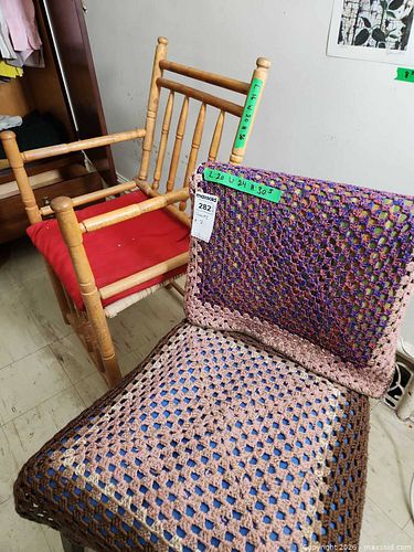 Pair of Spindle-back Side Chairs with Rush Seats and Cushions (1 of 7)