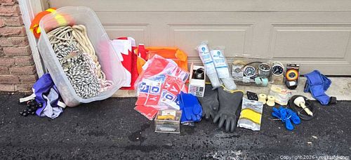 Nautical Lot: Instruments, Flags, Ropes, Pump (1 of 20)
