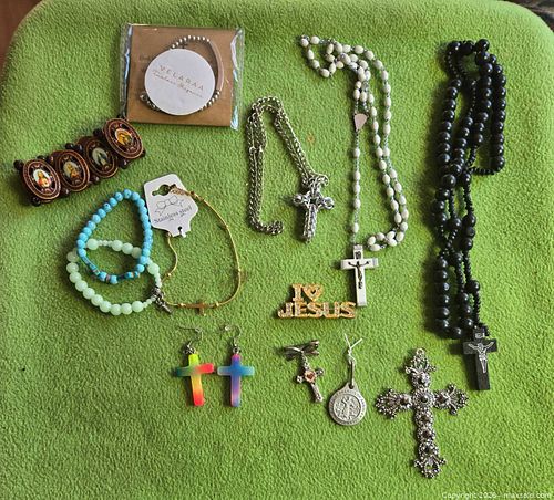Religious jewelry.  rosaries,  pendants, bracelets etc (1 of 13)