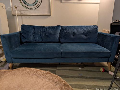 Blue Velvet Couch  (1 of 4)