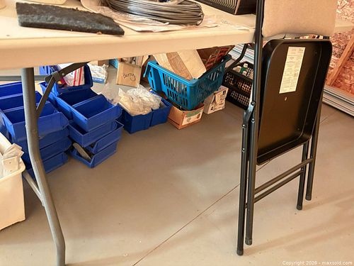 Beige Plastic Folding Table and Padded Folding Chair C (1 of 7)