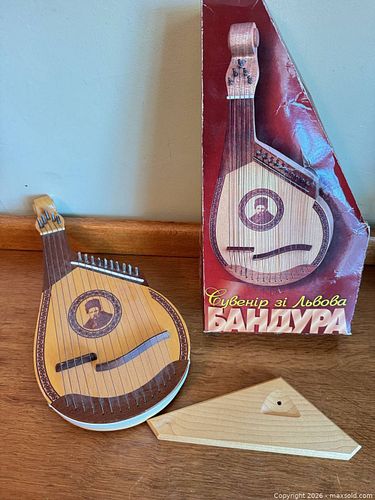 Ukrainian Bandura Souvenir Instrument w/ Box & Stand – Lviv Folk Decor (1 of 7)