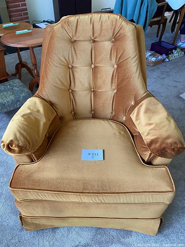 1960's Hollywood Regency Style, Tufted, Swivel, Armchair (1 of 19)