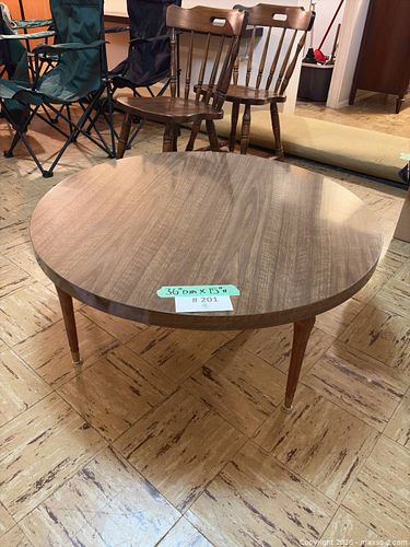 MCM Coffee Table: Walnut Veneer with Brass Capped Legs (1 of 9)