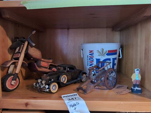 Mixed Collectibles Lot: Elway Jersey, Diecast Car, Wooden Motorcycle, Molson Bucket and More B (1 of 16)
